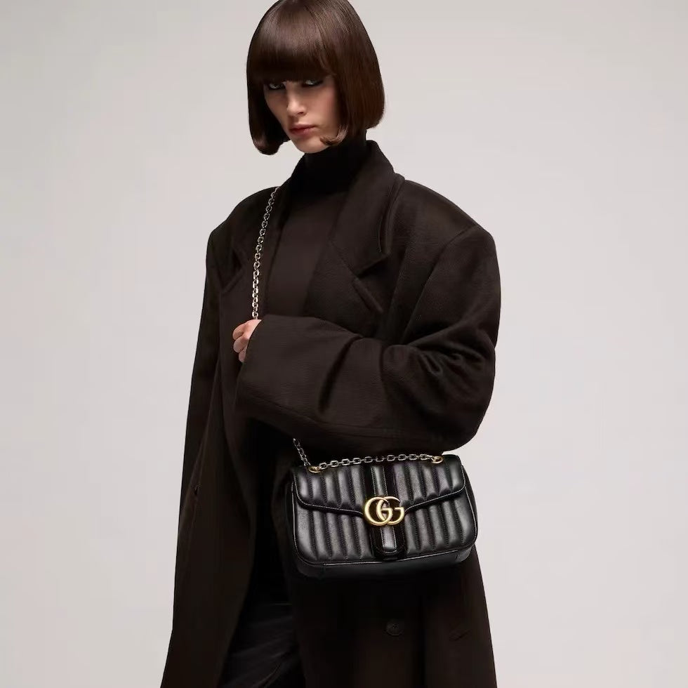Gucci 2026 Jetset GG Marmont Bag 26cm Black Leather