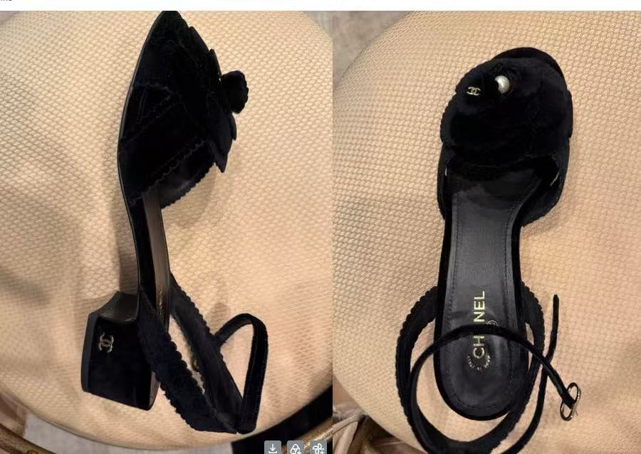 Chanel 2026 Camellia Sandals Black Velvet