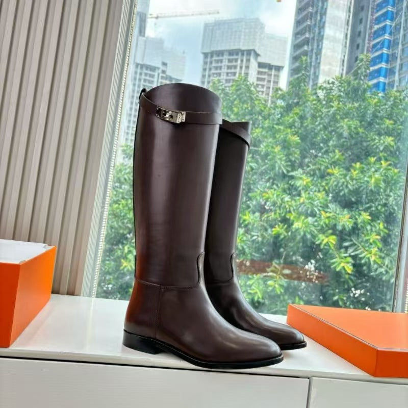 Hermes 2026 Jumping Boots Dark Brown Leather