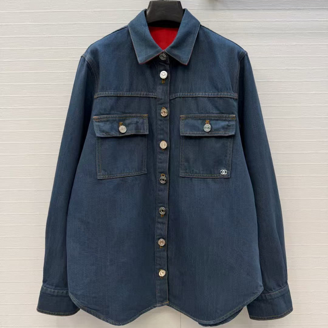 Chanel 2026 Long-Sleeved Shirt Dark Blue Denim