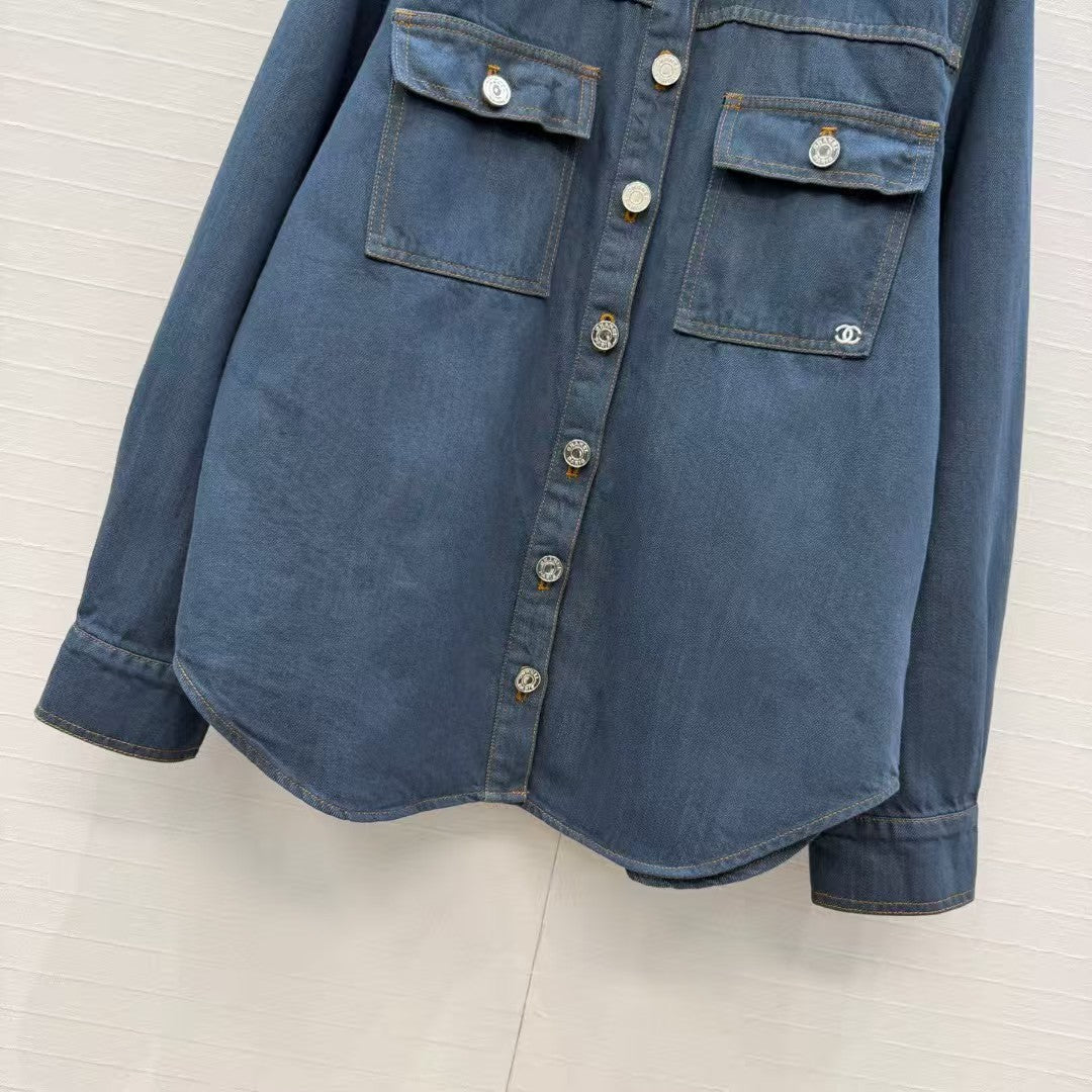 Chanel 2026 Long-Sleeved Shirt Dark Blue Denim