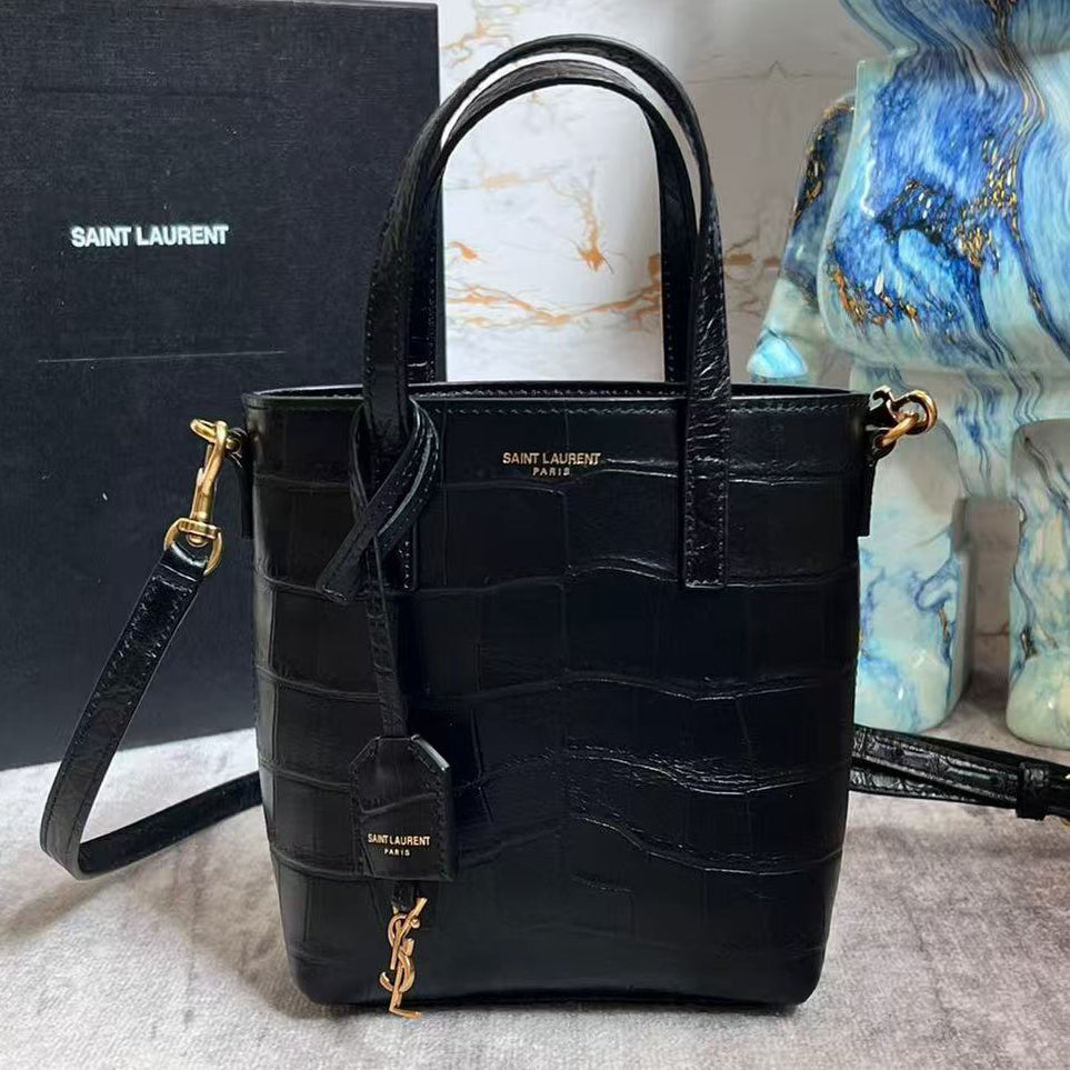 Saint Laurent 2026 Toy Shopping Bag 18cm Black Leather