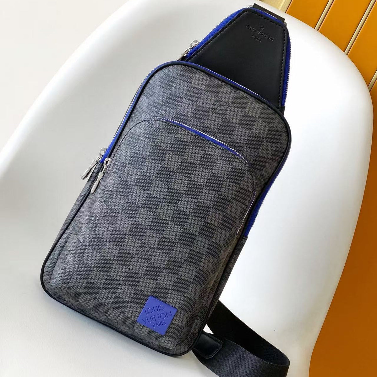 Louis Vuitton 2026 Avenue Slingbag 31 Cobalt Blue Black Damier Graphite Canvas