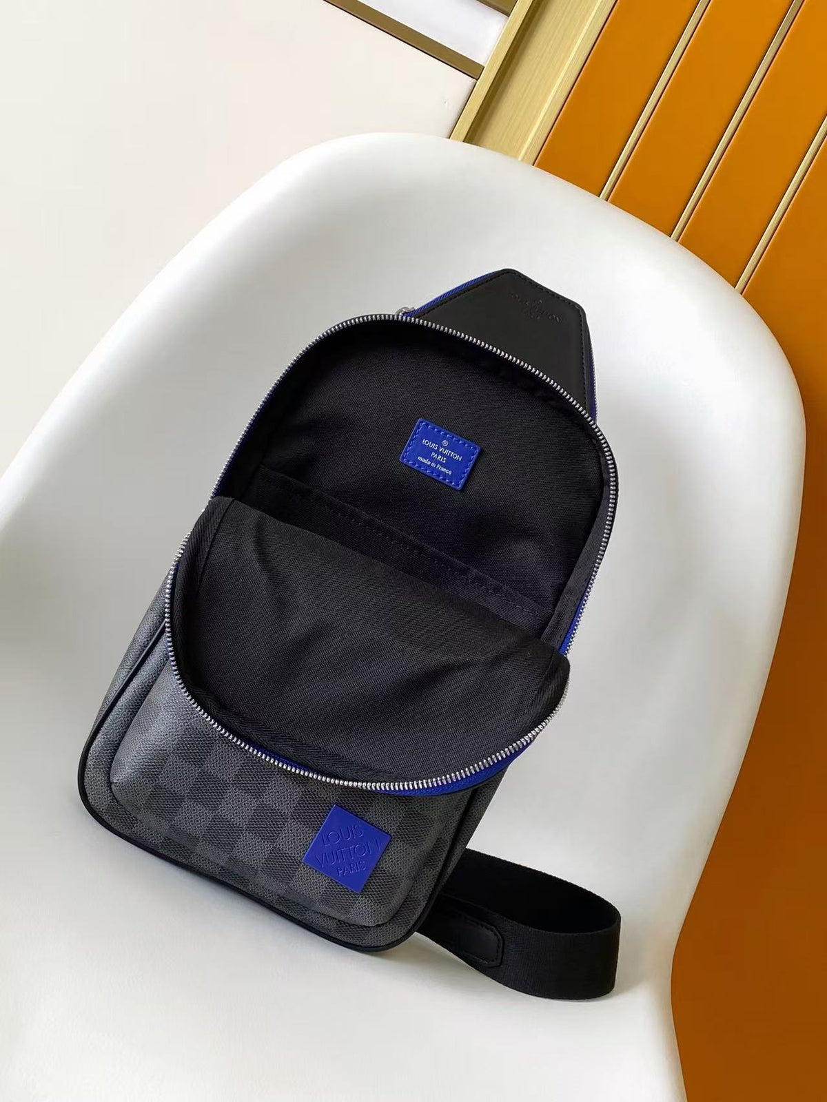 Louis Vuitton 2026 Avenue Slingbag 31 Cobalt Blue Black Damier Graphite Canvas