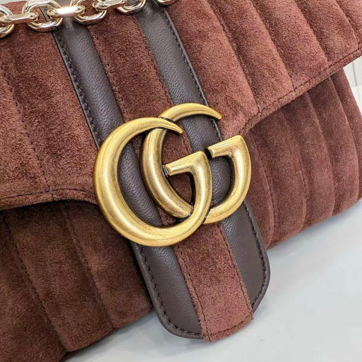Gucci 2026 Jetset GG Marmont Bag 26cm Dark Brown Suede