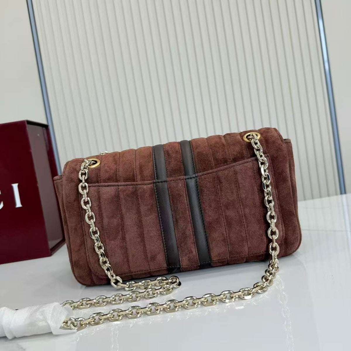 Gucci 2026 Jetset GG Marmont Bag 26cm Dark Brown Suede