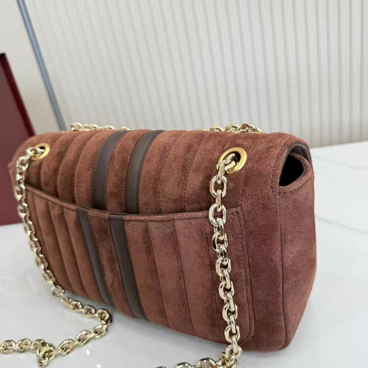Gucci 2026 Jetset GG Marmont Bag 26cm Dark Brown Suede