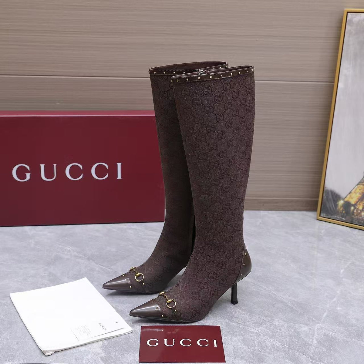 Gucci 2026 Donna Knee-High Boots 85mm Canvas