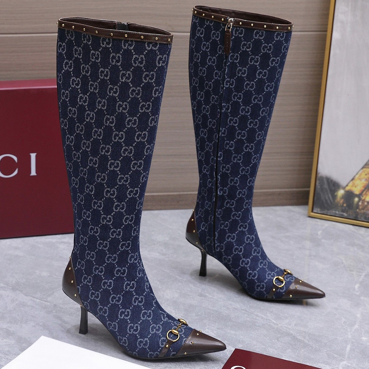 Gucci 2026 Donna Knee-High Boots 85mm Canvas