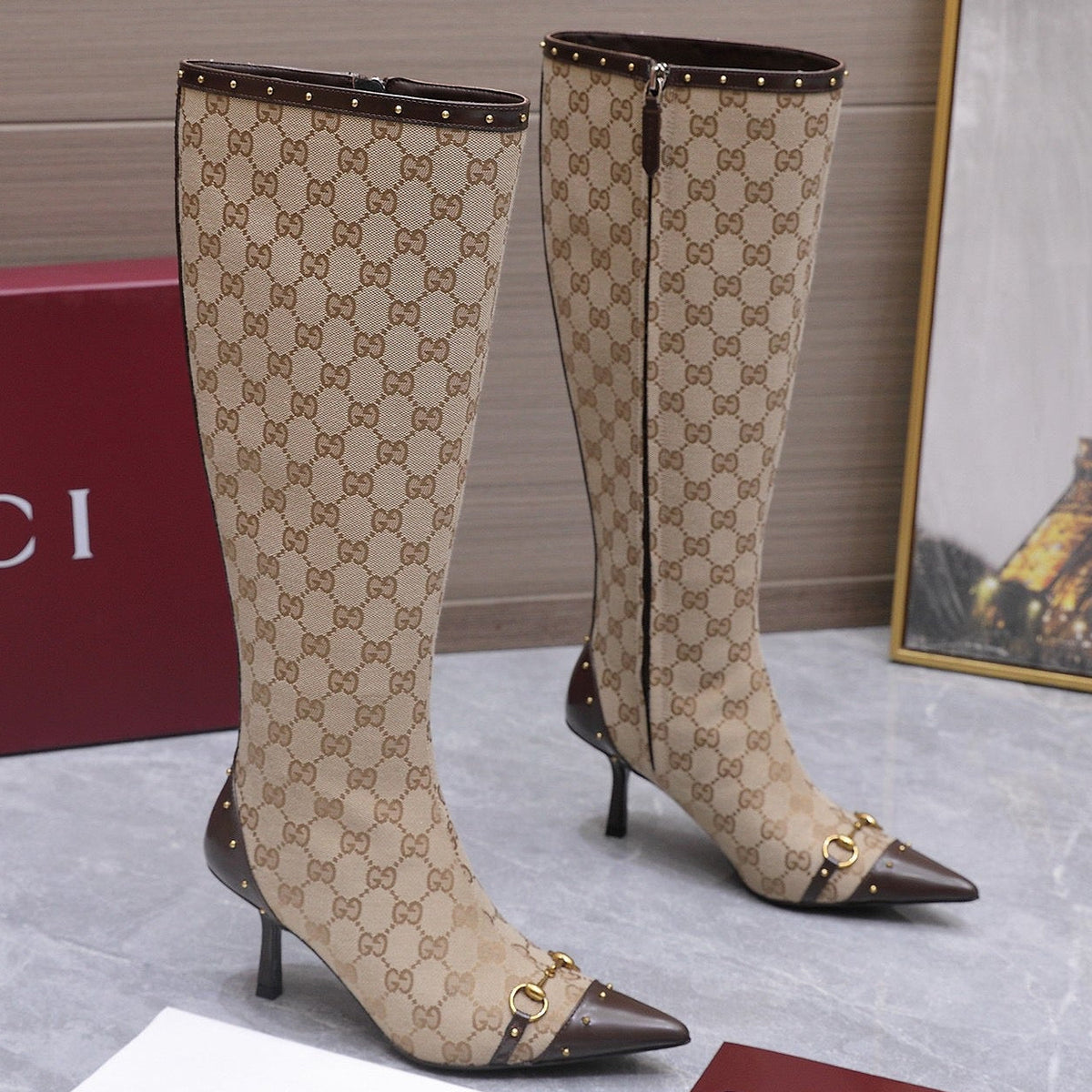 Gucci 2026 Donna Knee-High Boots 85mm Canvas