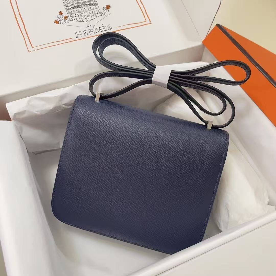 Hermes 2026 Constance Bag Blue Indigo Epsom Leather With Silver Hardware