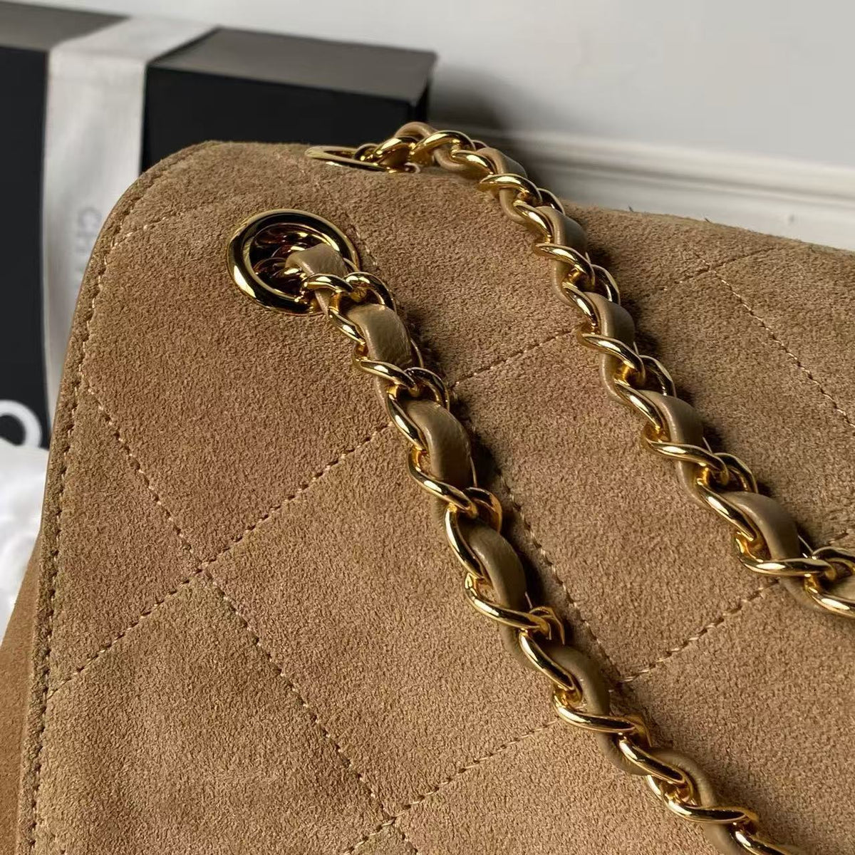 Chanel 2026 Souplissimo Maxi Flap Bag 39cm Dark Beige Suede Leather
