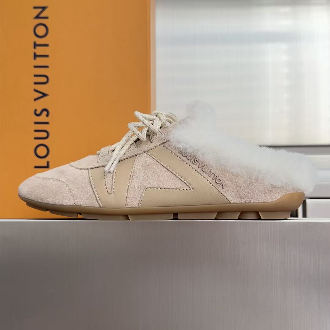 Louis Vuitton 2026 Sneakerina Open Back Light Grey Suede