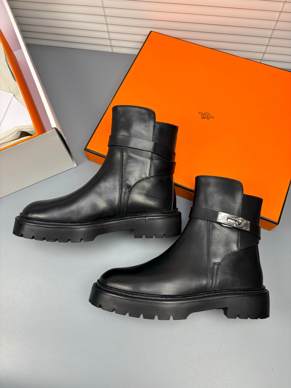 Hermes 2026 Jeff Ankle Boots Black Leather