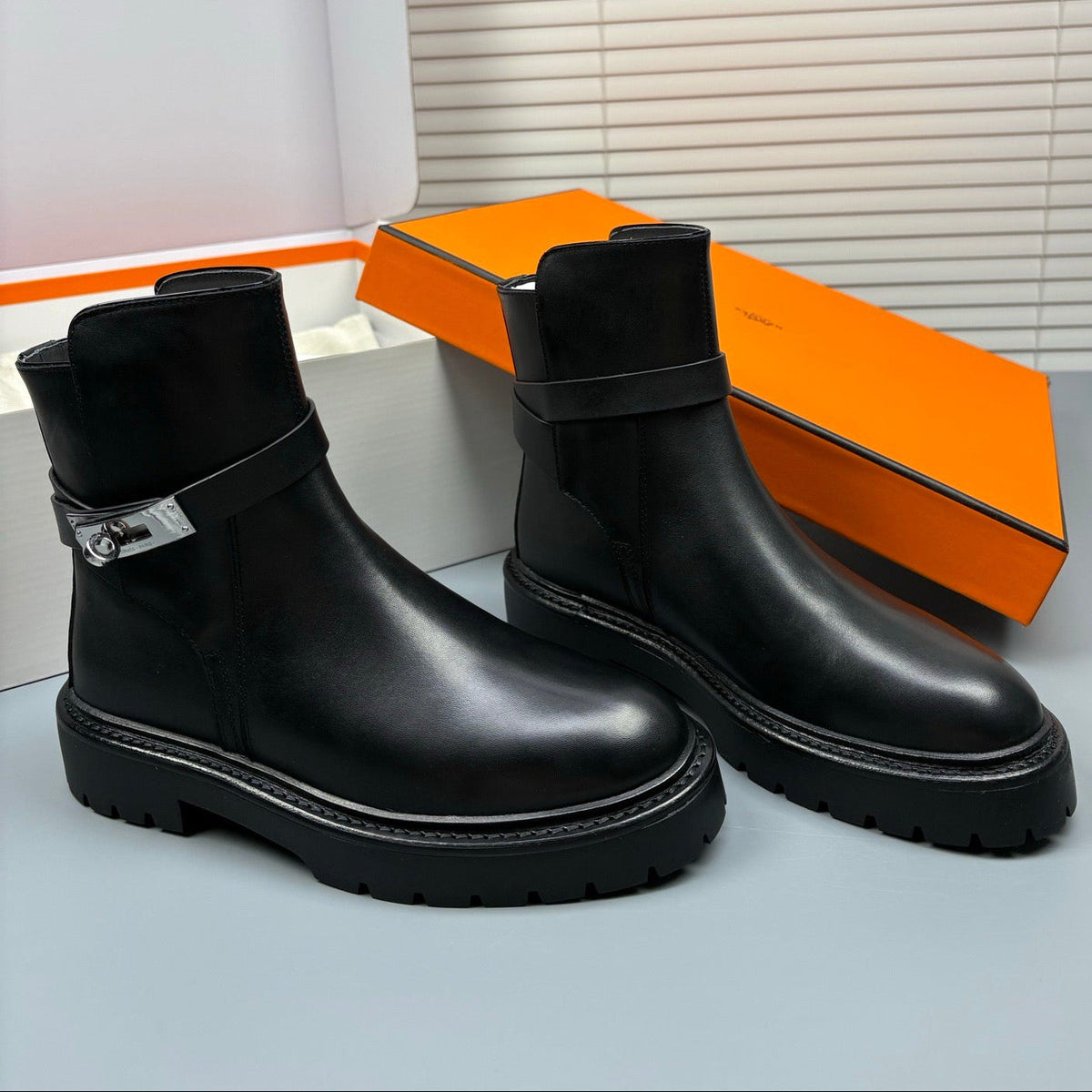 Hermes 2026 Jeff Ankle Boots Black Leather