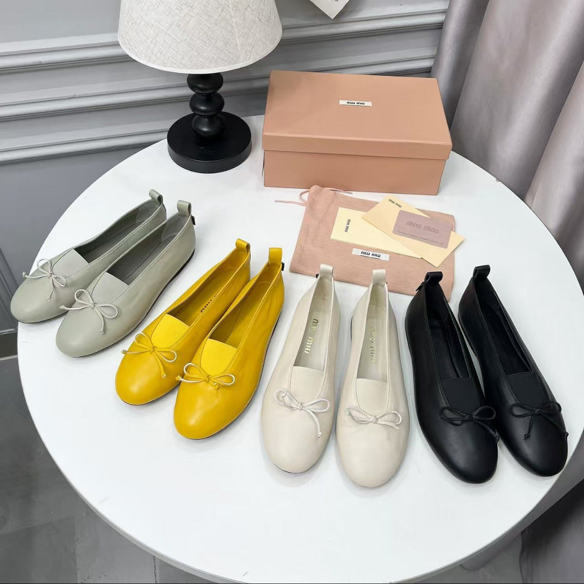 Miu Miu 2026 Élan Bow Ballet Flat Nappa Leather