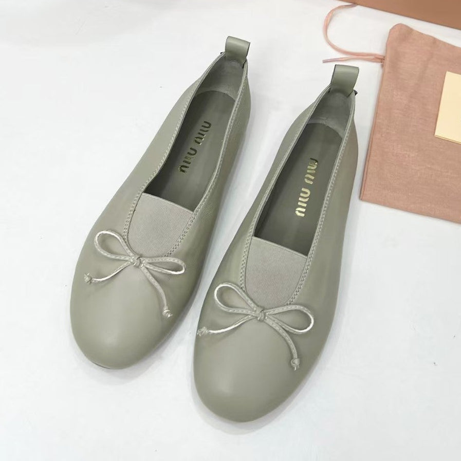 Miu Miu 2026 Élan Bow Ballet Flat Nappa Leather