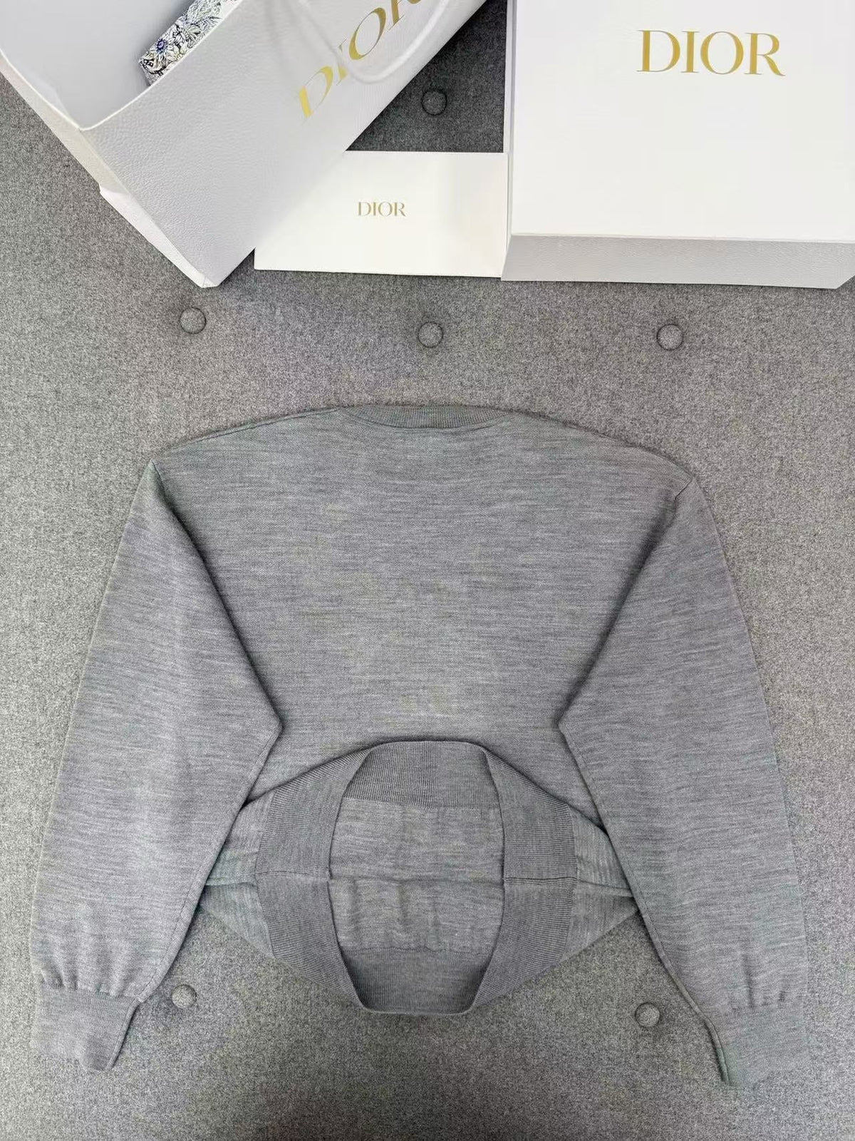 Dior 2026 Médaillon Embroidered Sweater Gray Wool-Blend Knit