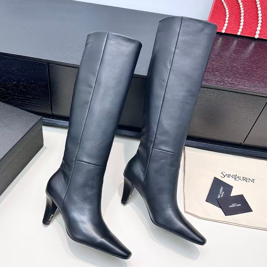 Saint Laurent 2026 Jill Pointed Toe Boots 80mm Leather