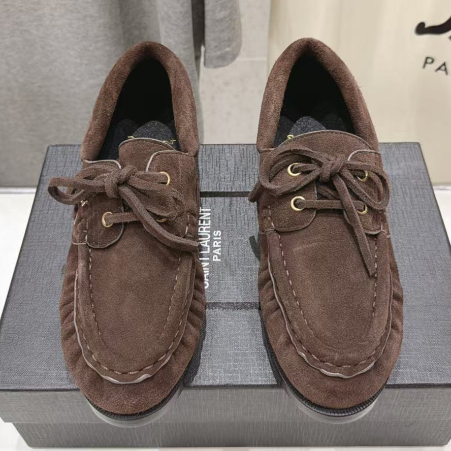 Saint Laurent 2026 Lace Up Loafers Suede