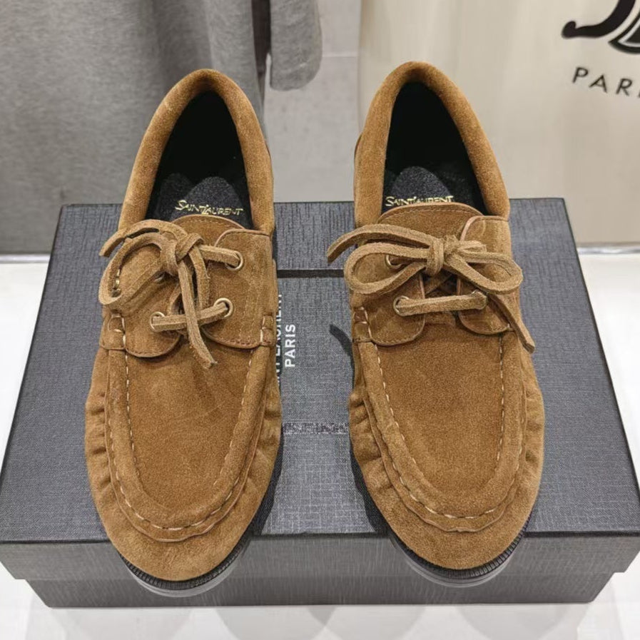 Saint Laurent 2026 Lace Up Loafers Suede