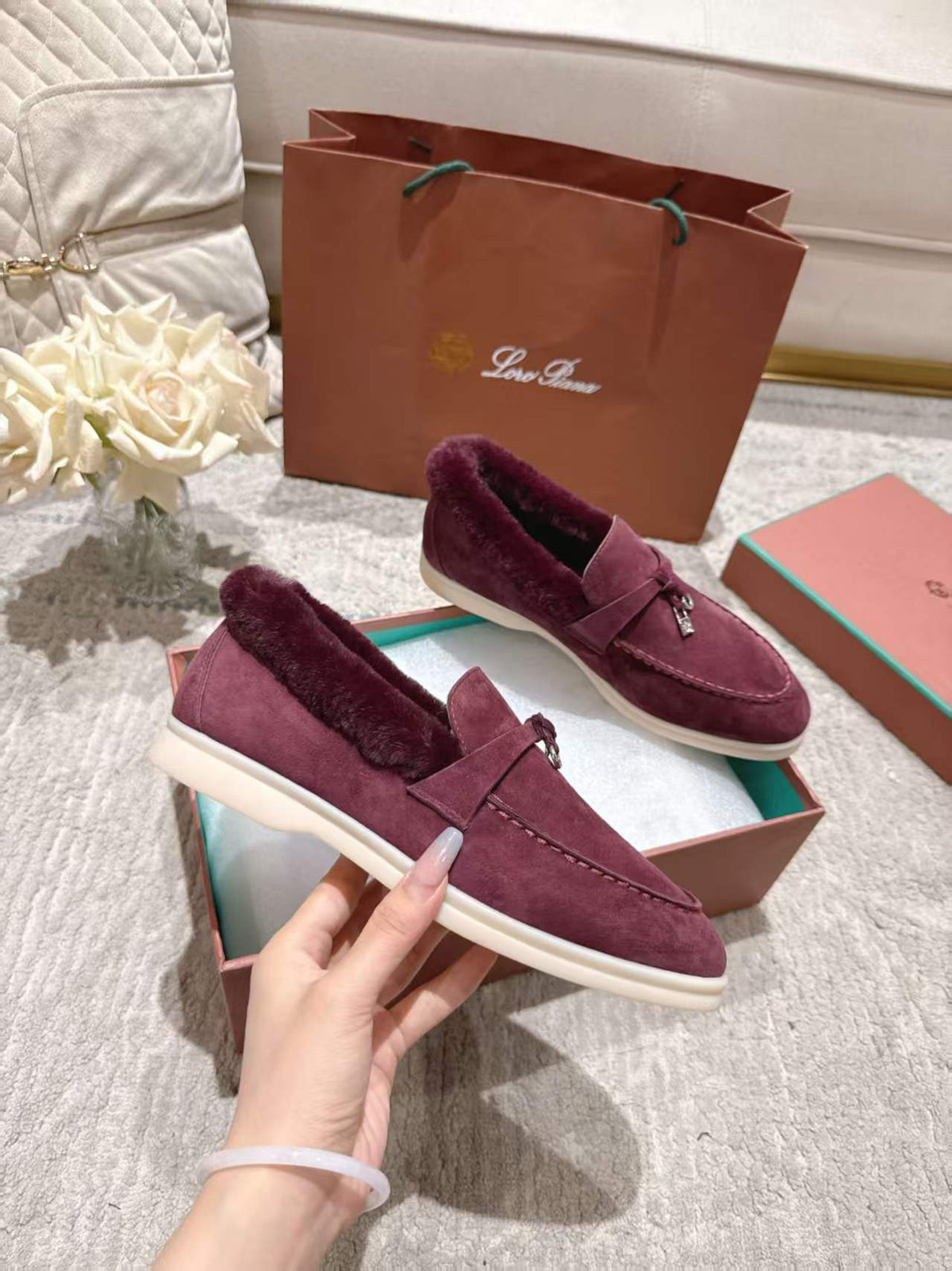 Loro Piana 2026 Summer Charms Walk Loafers Suede Wool