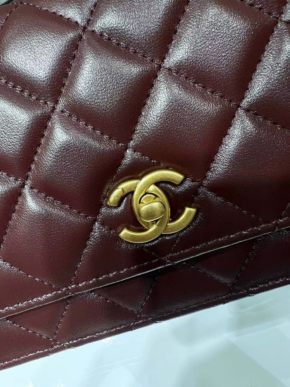 Chanel 2026 Quilted Wallet On Chain 19cm Burgundy Leather