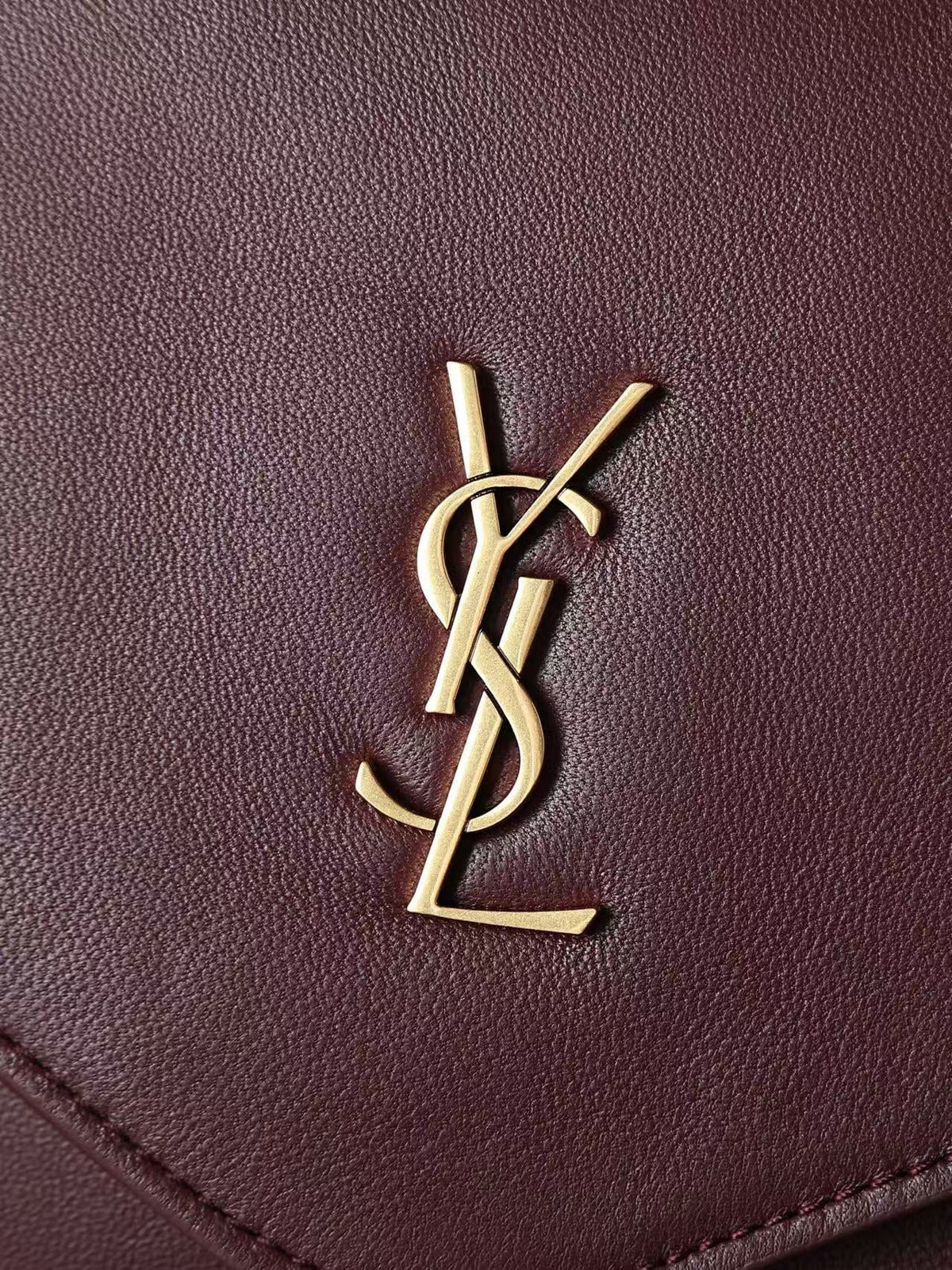 YSL 2026 Cassandre Small Envelope Pouch Bag 29cm Burgundy Leather