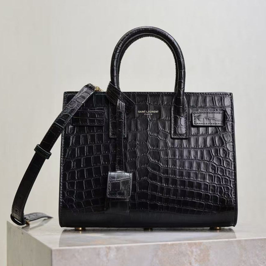 Saint Laurent 2026 Sac De Jour Nano Bag 22cm Black Embossed Leather