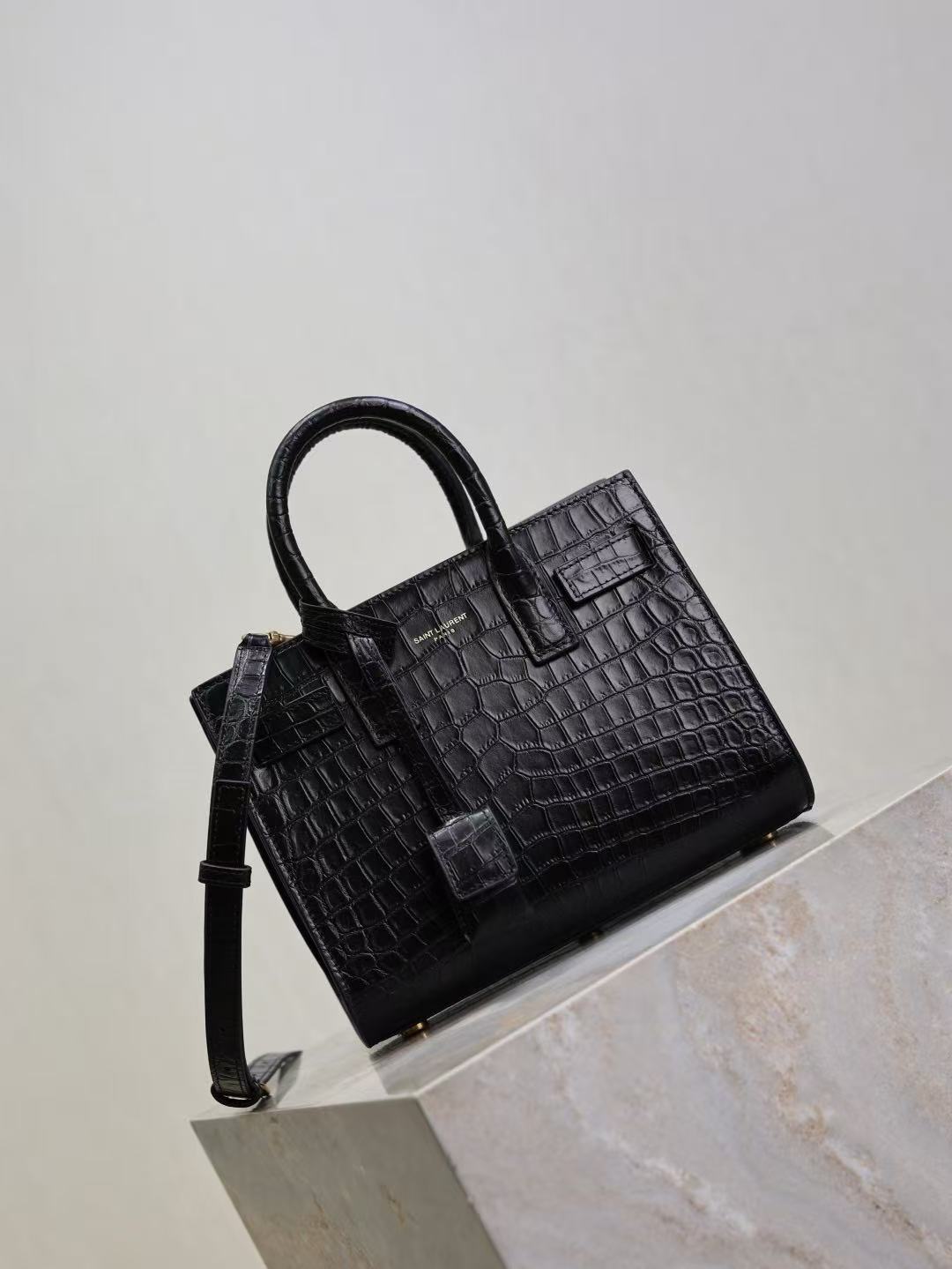Saint Laurent 2026 Sac De Jour Nano Bag 22cm Black Embossed Leather