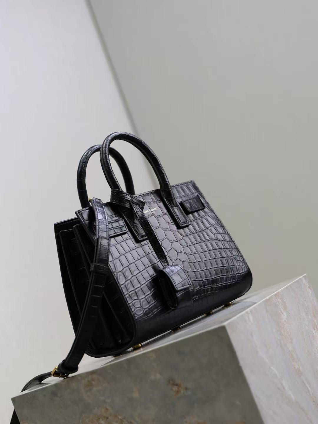 Saint Laurent 2026 Sac De Jour Nano Bag 22cm Black Embossed Leather
