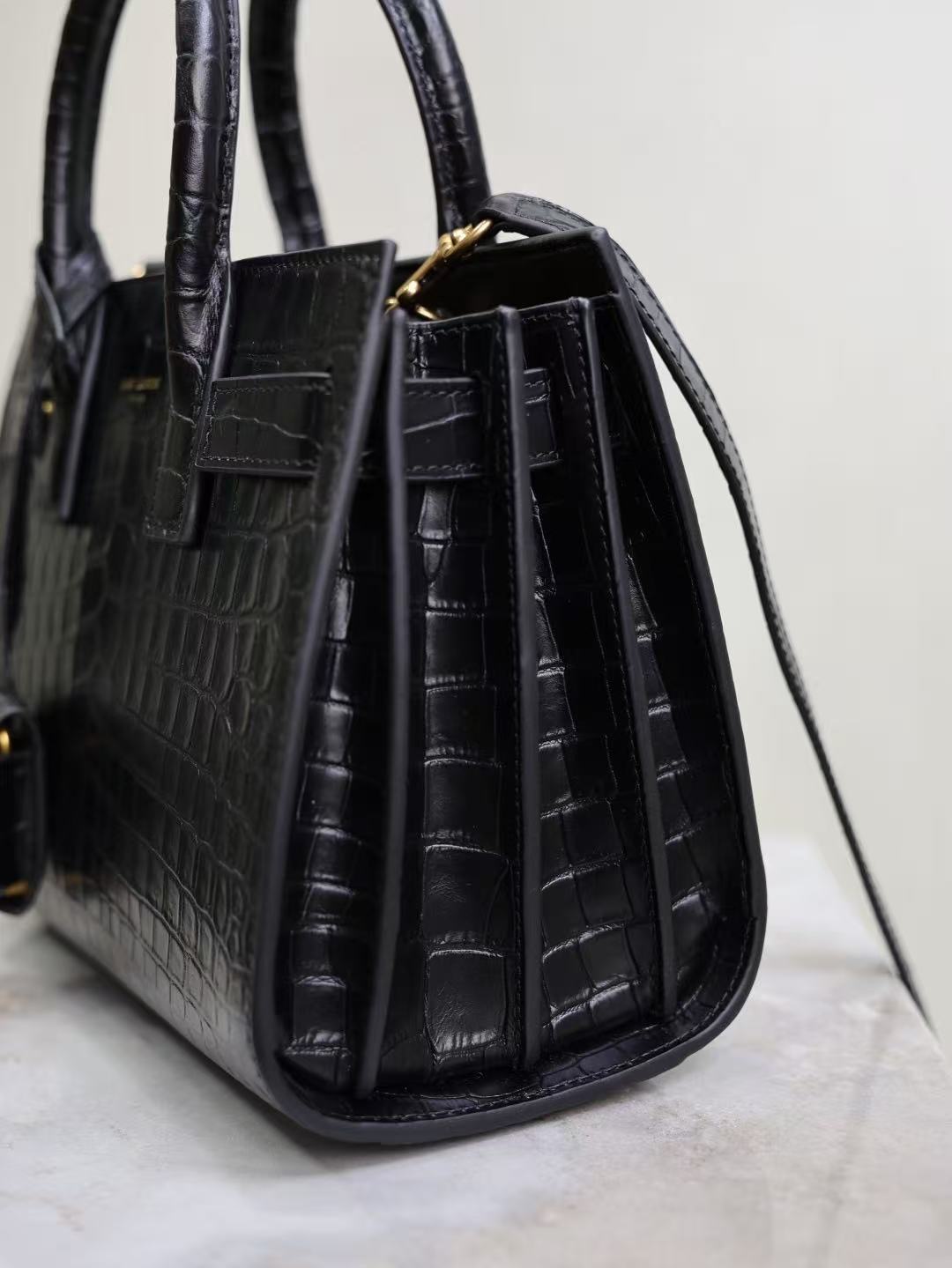 Saint Laurent 2026 Sac De Jour Nano Bag 22cm Black Embossed Leather