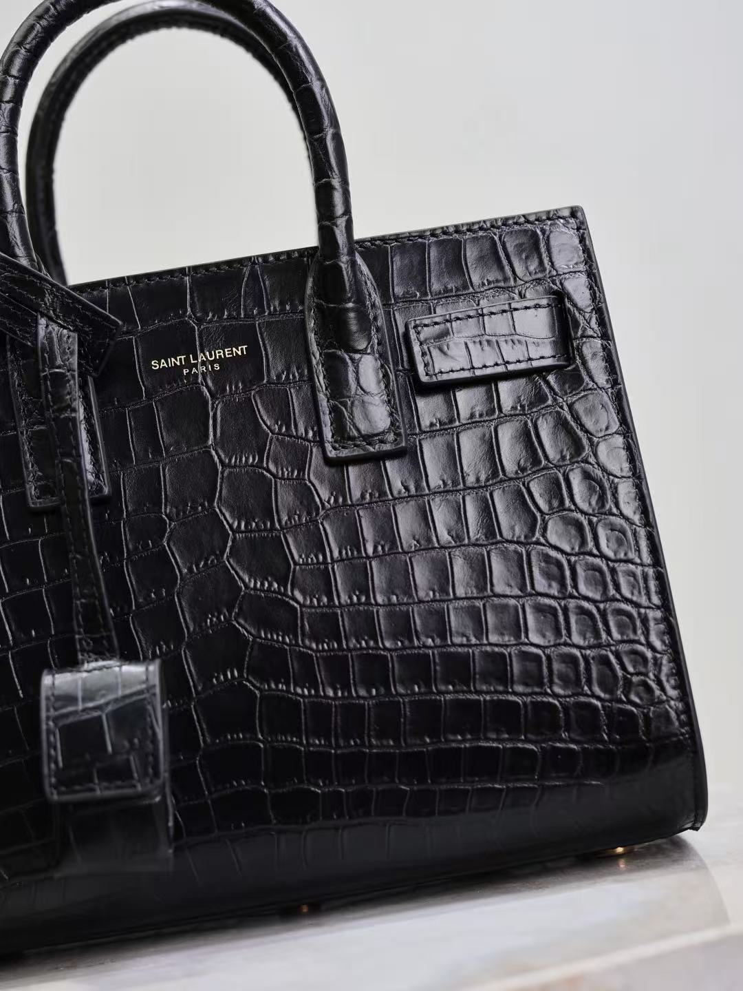 Saint Laurent 2026 Sac De Jour Nano Bag 22cm Black Embossed Leather