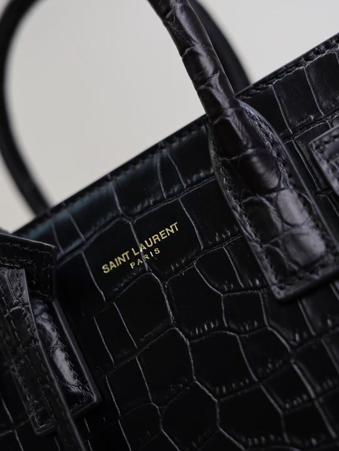 Saint Laurent 2026 Sac De Jour Nano Bag 22cm Black Embossed Leather
