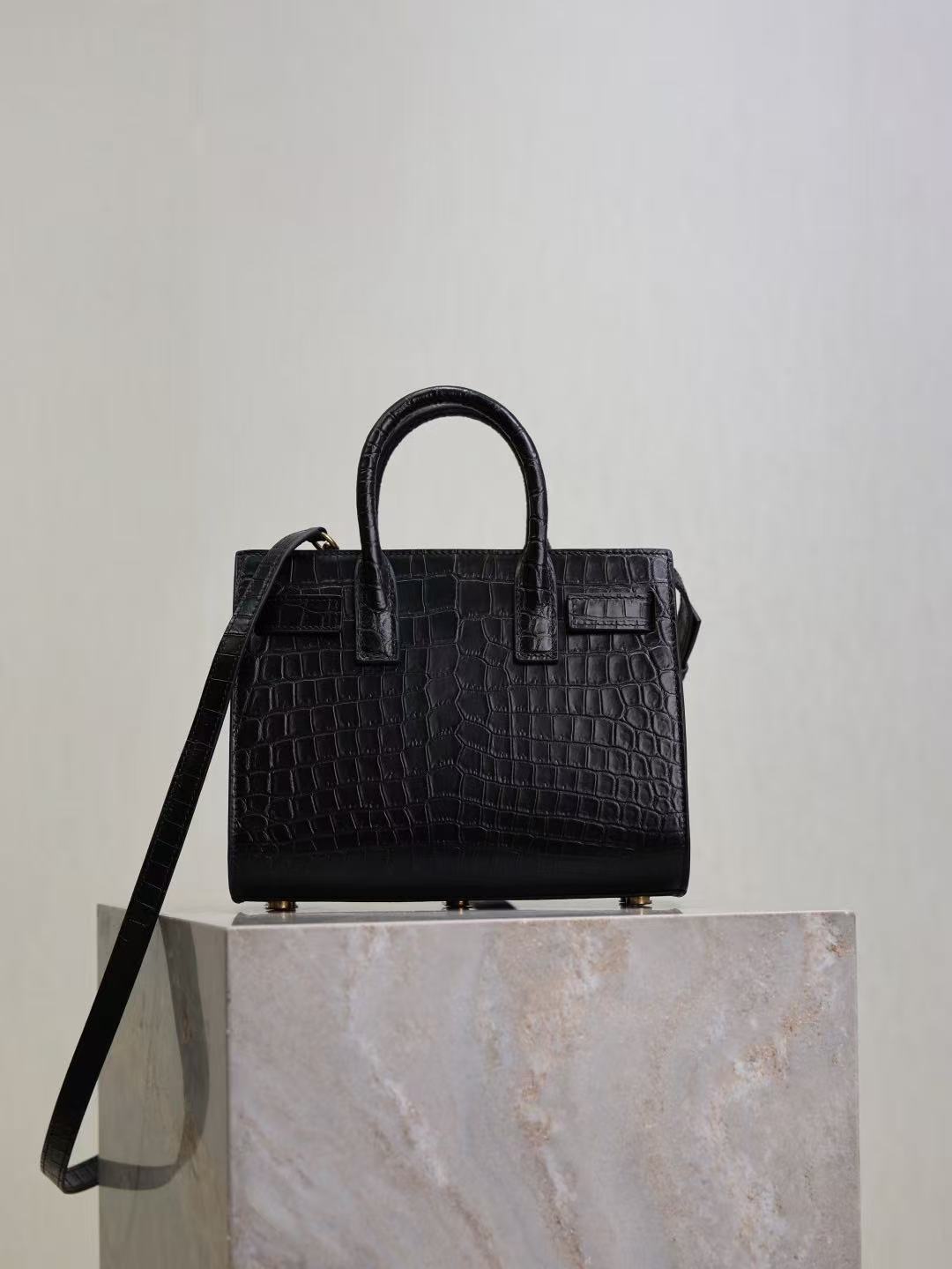 Saint Laurent 2026 Sac De Jour Nano Bag 22cm Black Embossed Leather