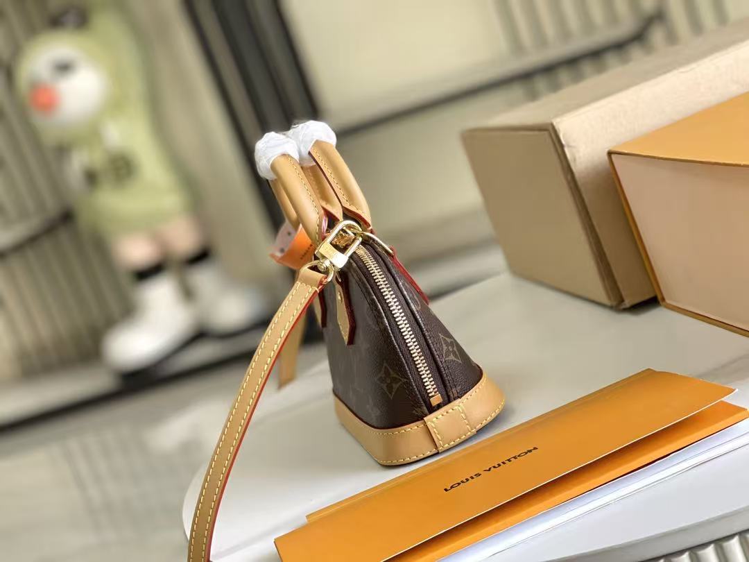 Louis Vuitton 2026 Nano Alma Monogram Bag 18cm Brown Leather