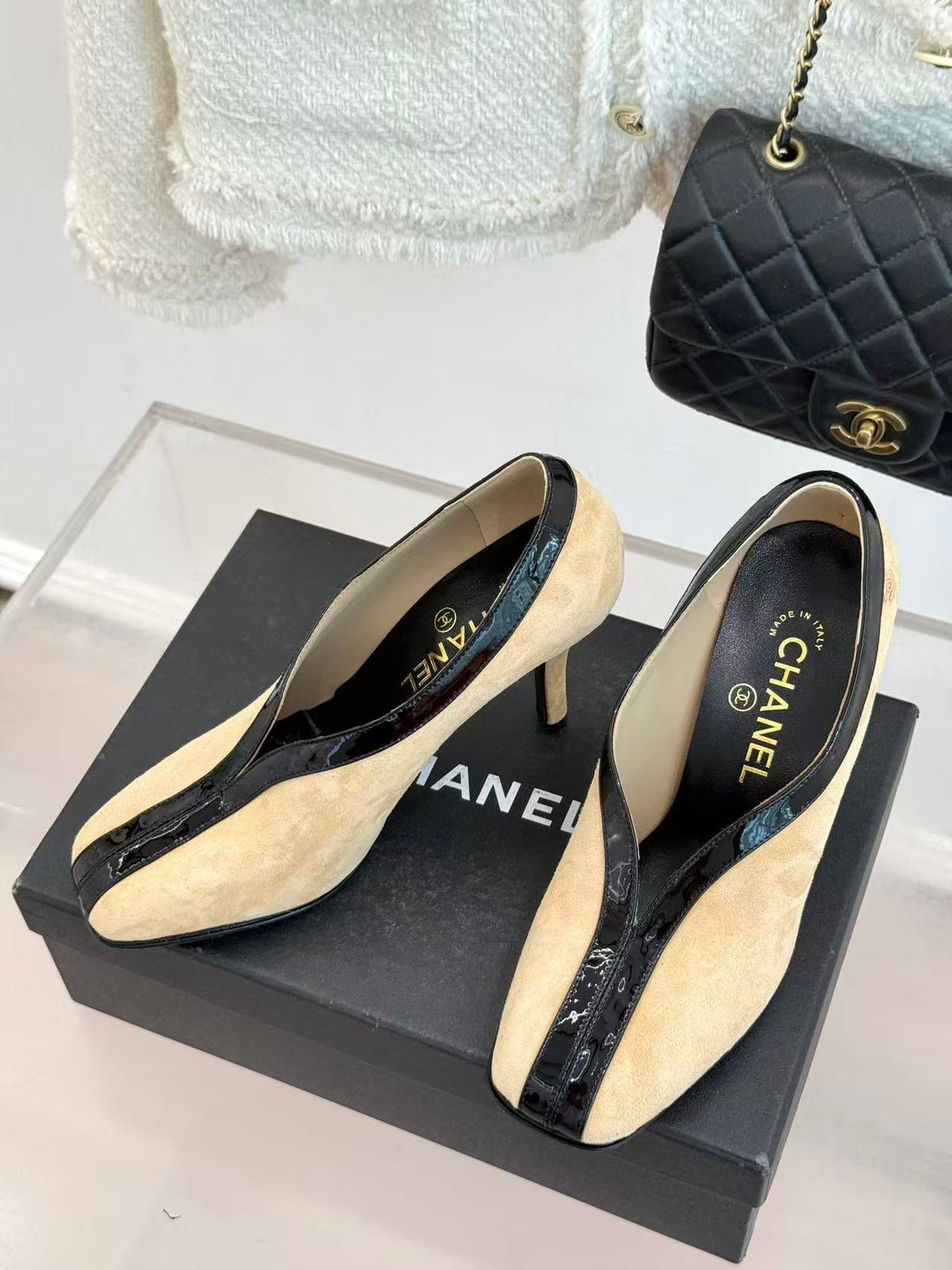 Chanel 2026 Two Tone Pumps 95mm Suede