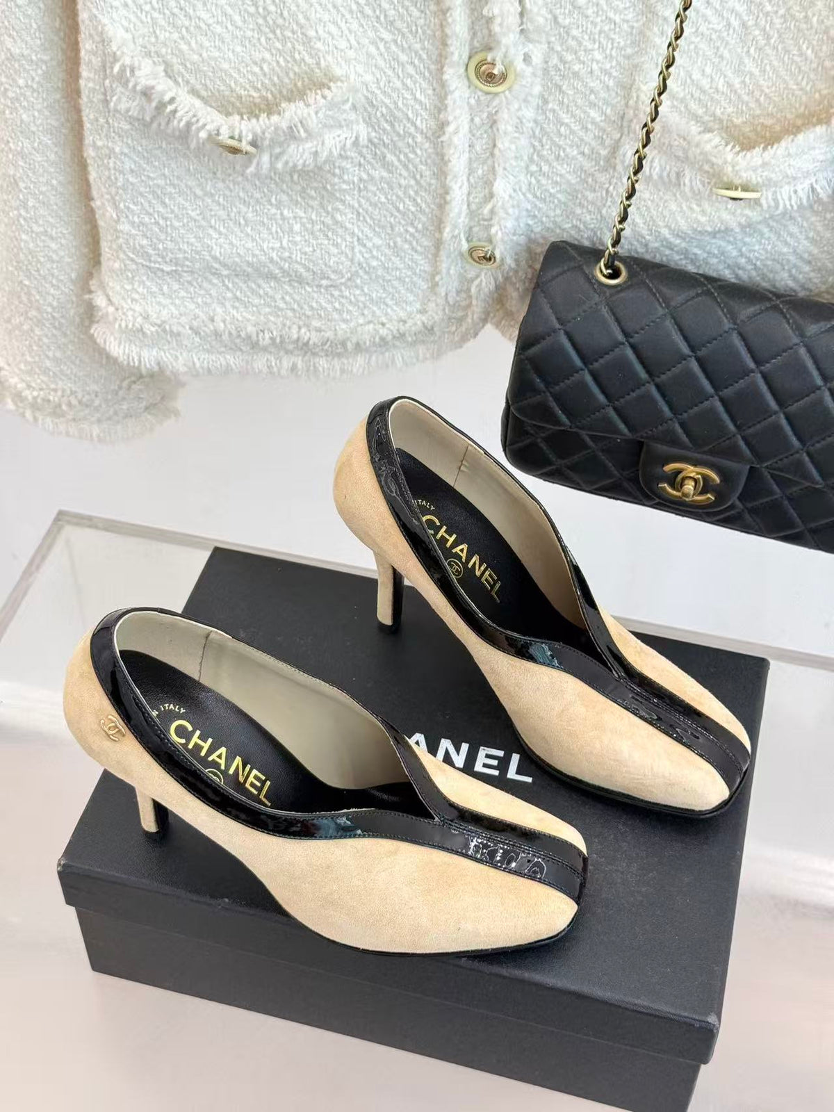Chanel 2026 Two Tone Pumps 95mm Suede