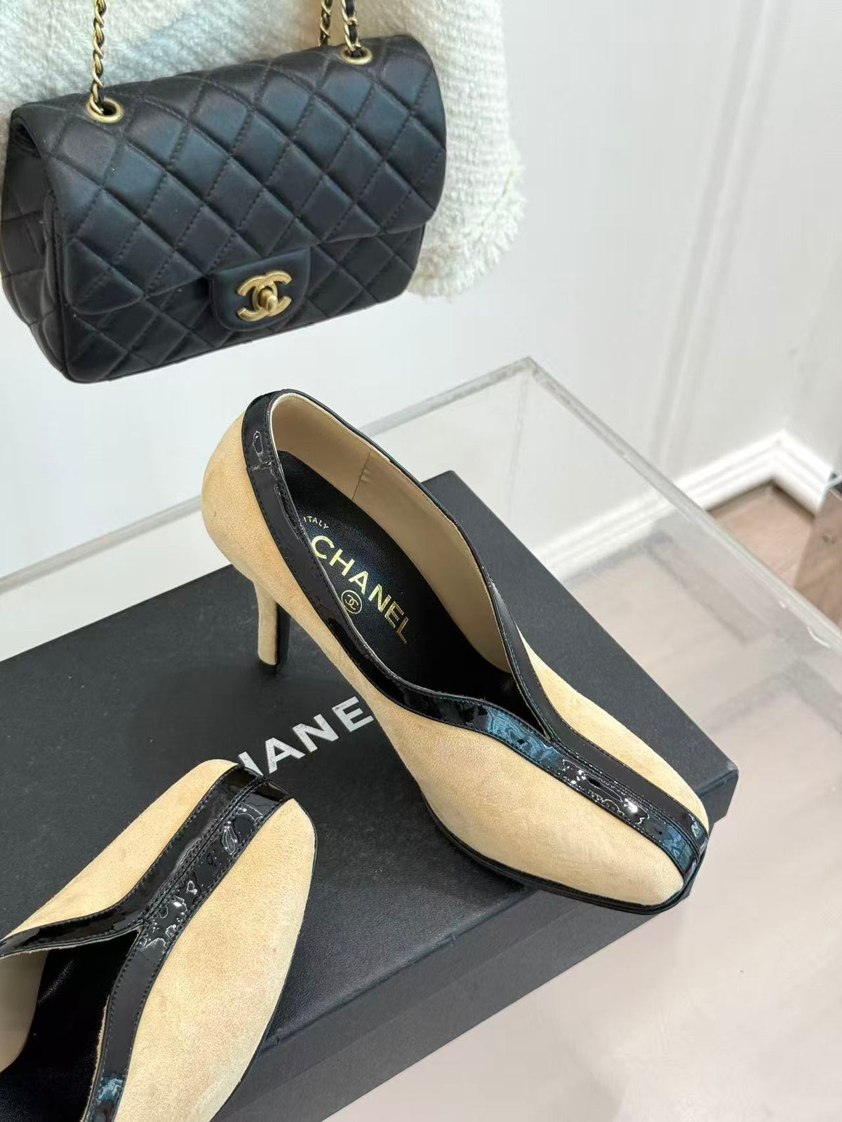 Chanel 2026 Two Tone Pumps 95mm Suede