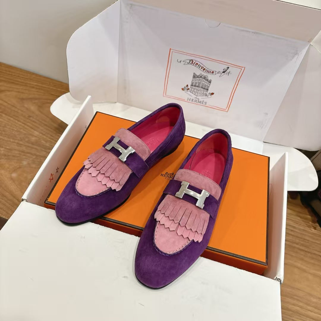 Hermes 2026 Royal Loafers Suede Canvas