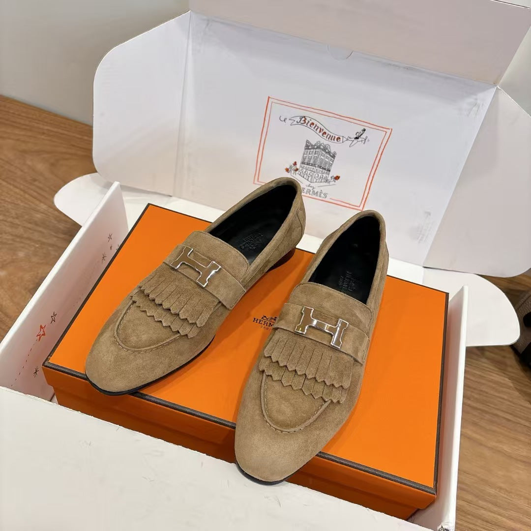 Hermes 2026 Royal Loafers Suede Canvas