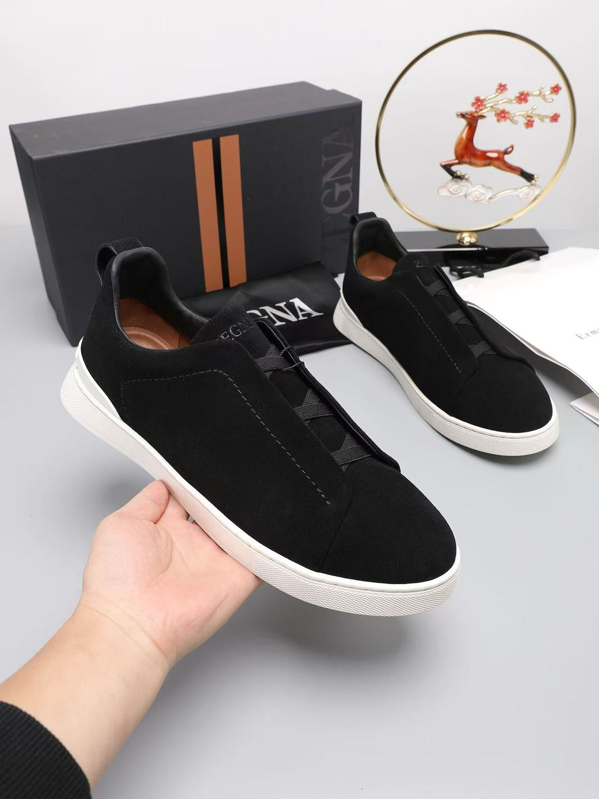 Zegna 2026 Triple Stitch Sneaker Black Suede