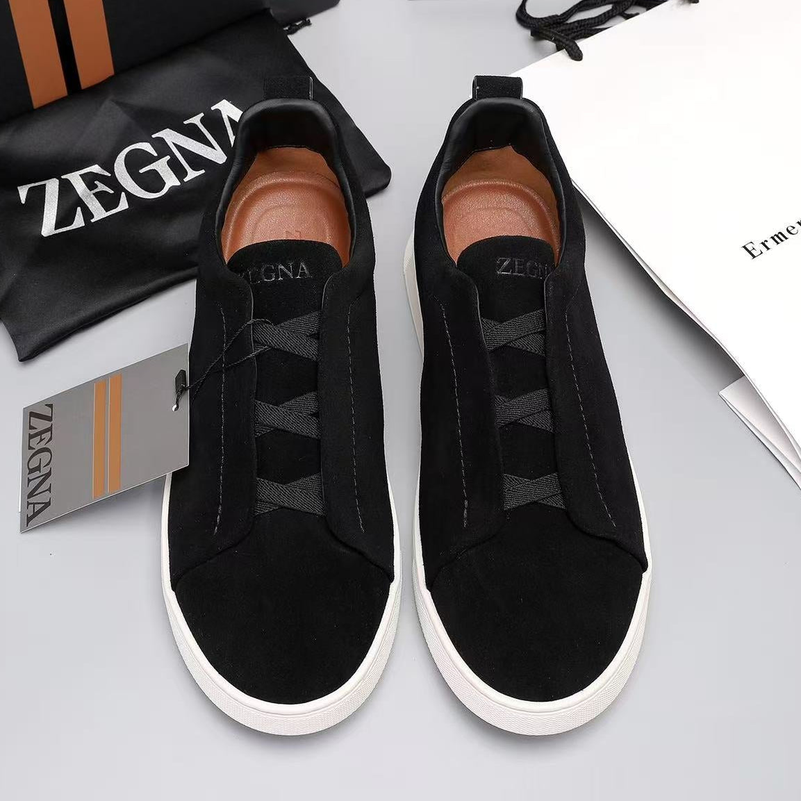Zegna 2026 Triple Stitch Sneaker Black Suede