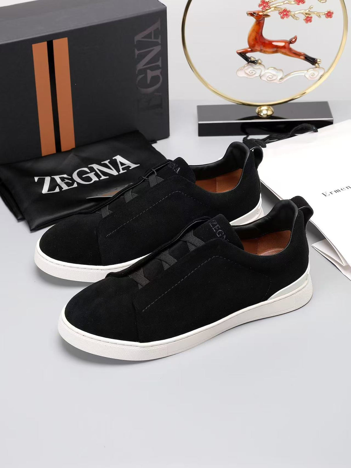 Zegna 2026 Triple Stitch Sneaker Black Suede