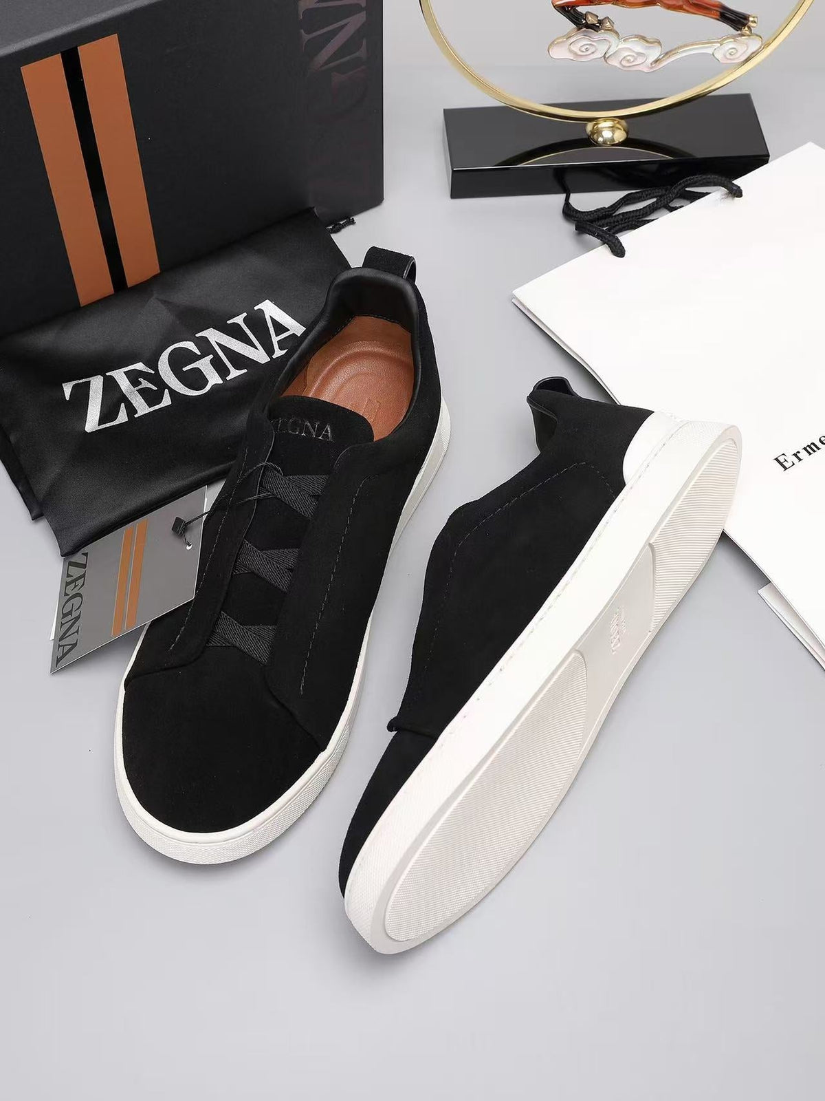 Zegna 2026 Triple Stitch Sneaker Black Suede
