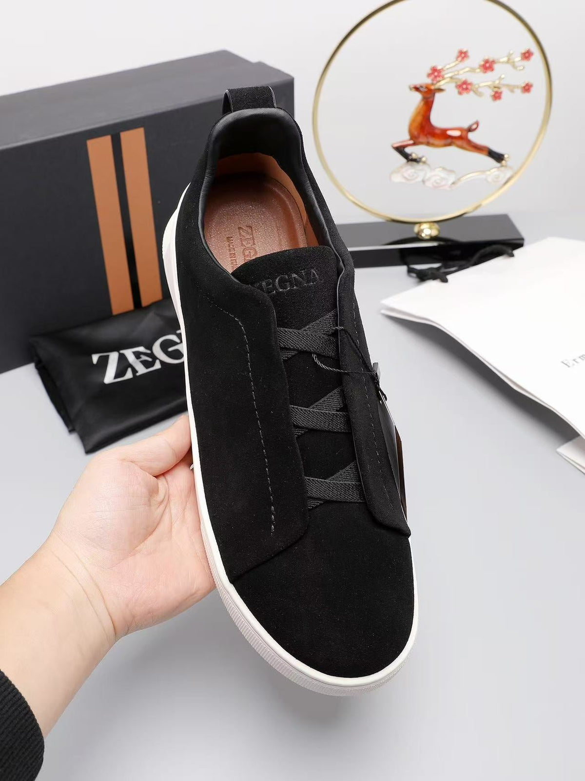 Zegna 2026 Triple Stitch Sneaker Black Suede