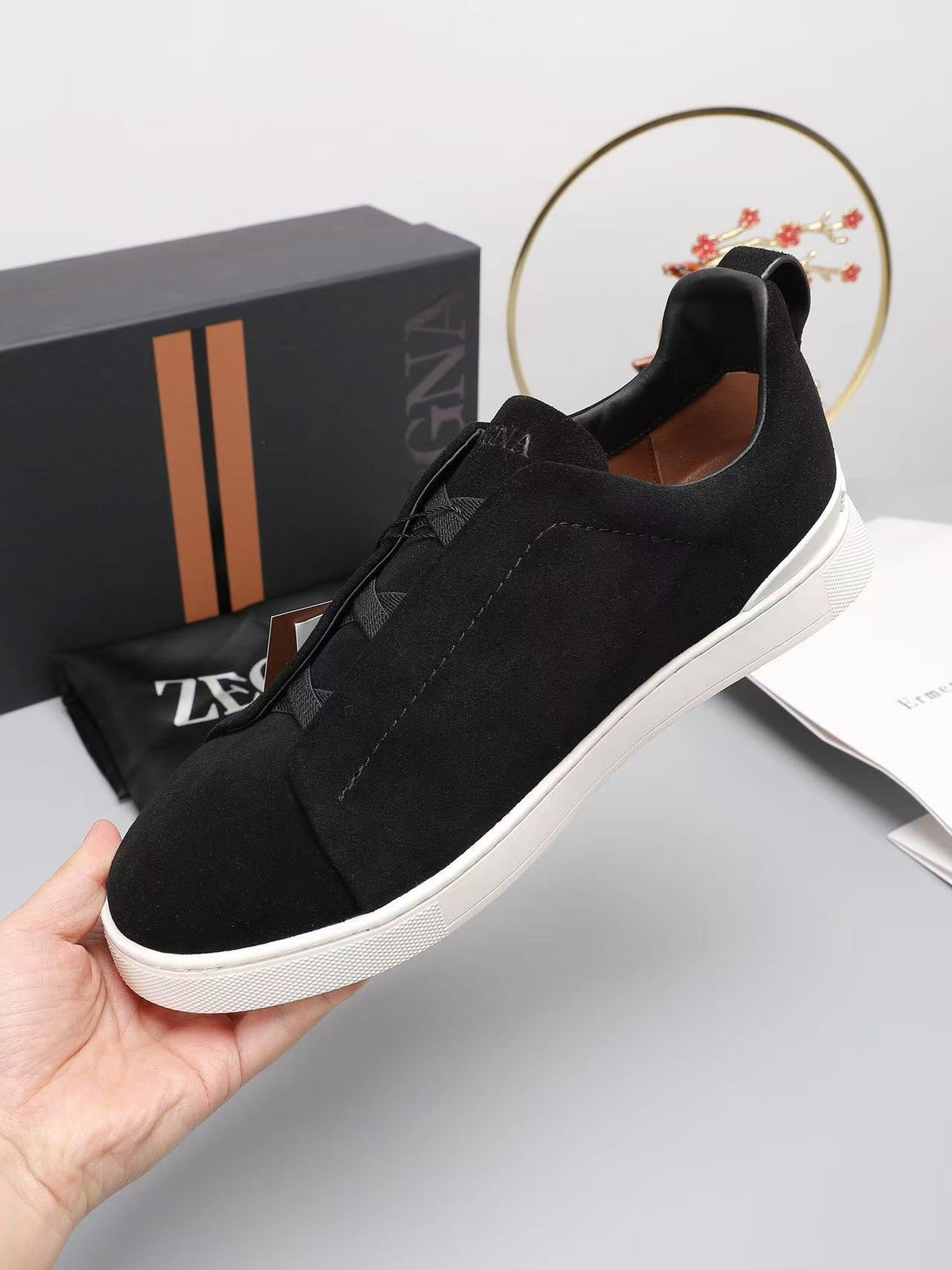 Zegna 2026 Triple Stitch Sneaker Black Suede