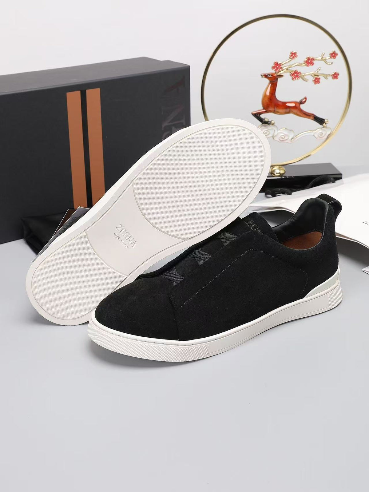 Zegna 2026 Triple Stitch Sneaker Black Suede