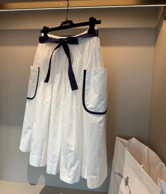 Prada 2026 Slubbed Toile Skirt White Cotton
