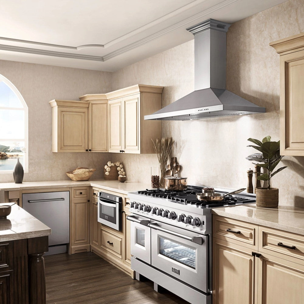 ZLINE Wall Mount Range Hood in Stainless Steel with Built-in CrownSound® Bluetooth Speakers (KBCRN-BT)